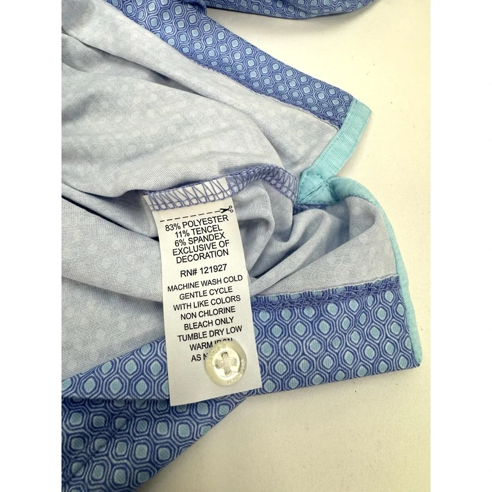 NWT johnnie-O PUDDLES Top Shelf Geometric Print Golf Polo Shirt Blue SMALL $110 - Picture 7 of 9